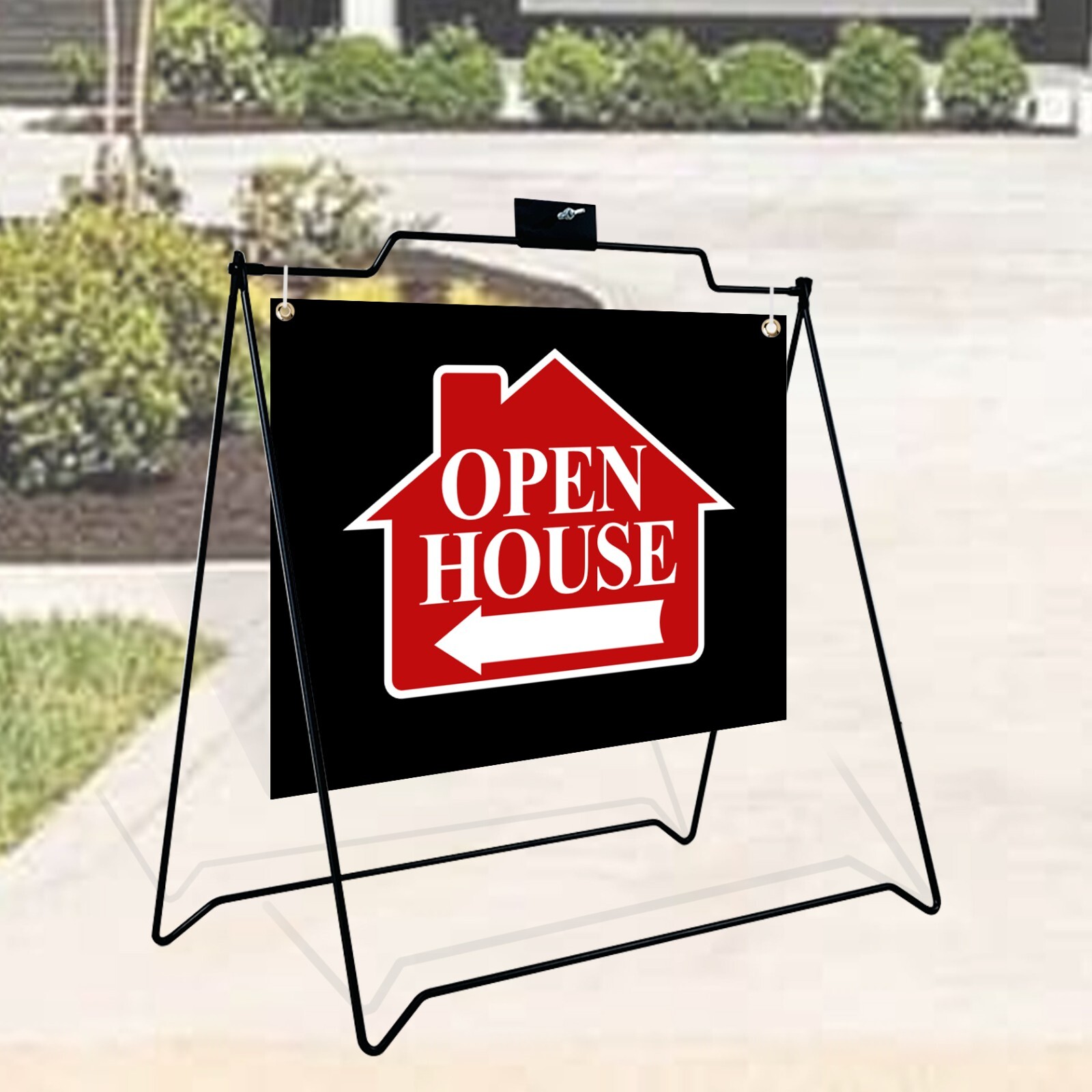 Black A-Frame Sign 22&Prime;x18&Prime; for with OPEN HOUSE print（1 UNIT Double-sided print ）