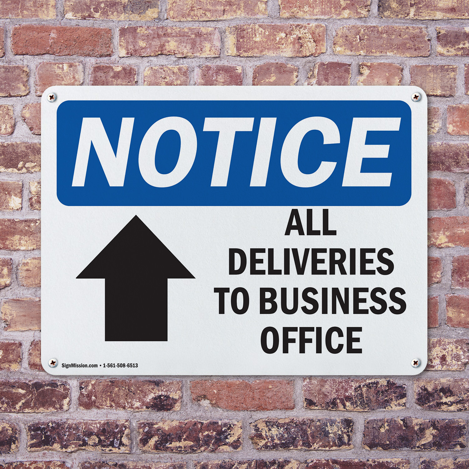 (2 Pack) All Deliveries To Business Office OSHA Notice Sign Decal Metal Plastic