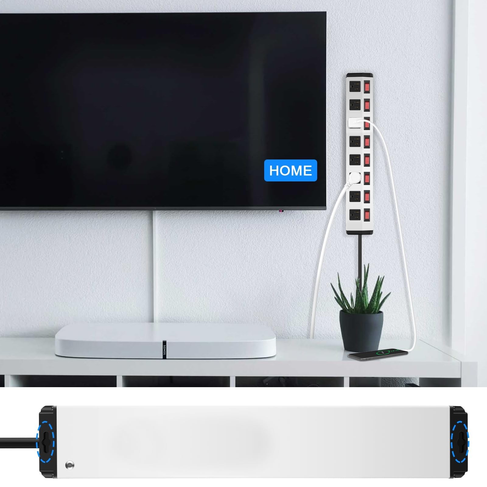 8 Outlet Metal Power Strip with Individual Switches,Heavy Duty Appliance Powe…