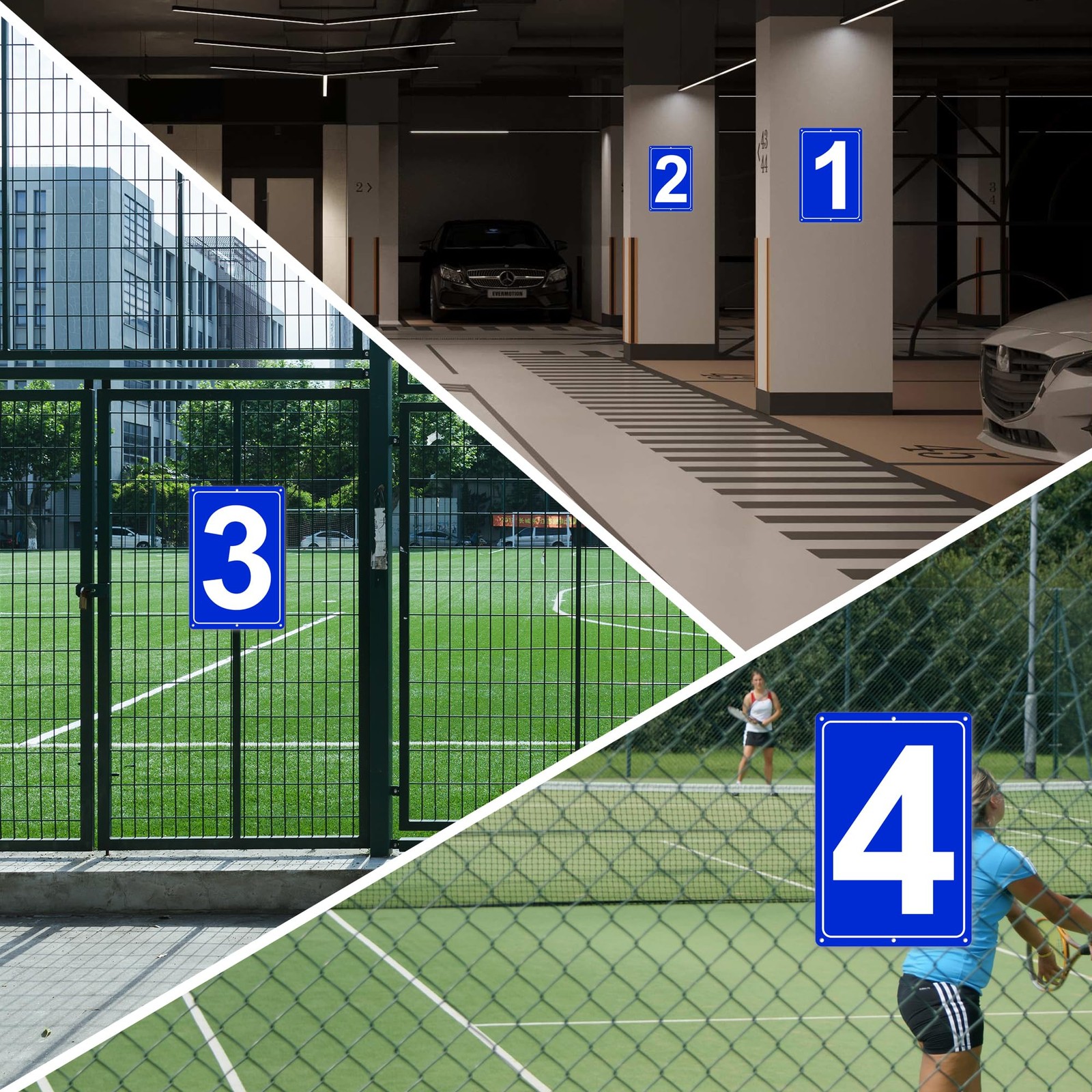 Numbered Sign 19 Aluminum Tennis Court Parking Lot Signage 12×8 Inch Metal