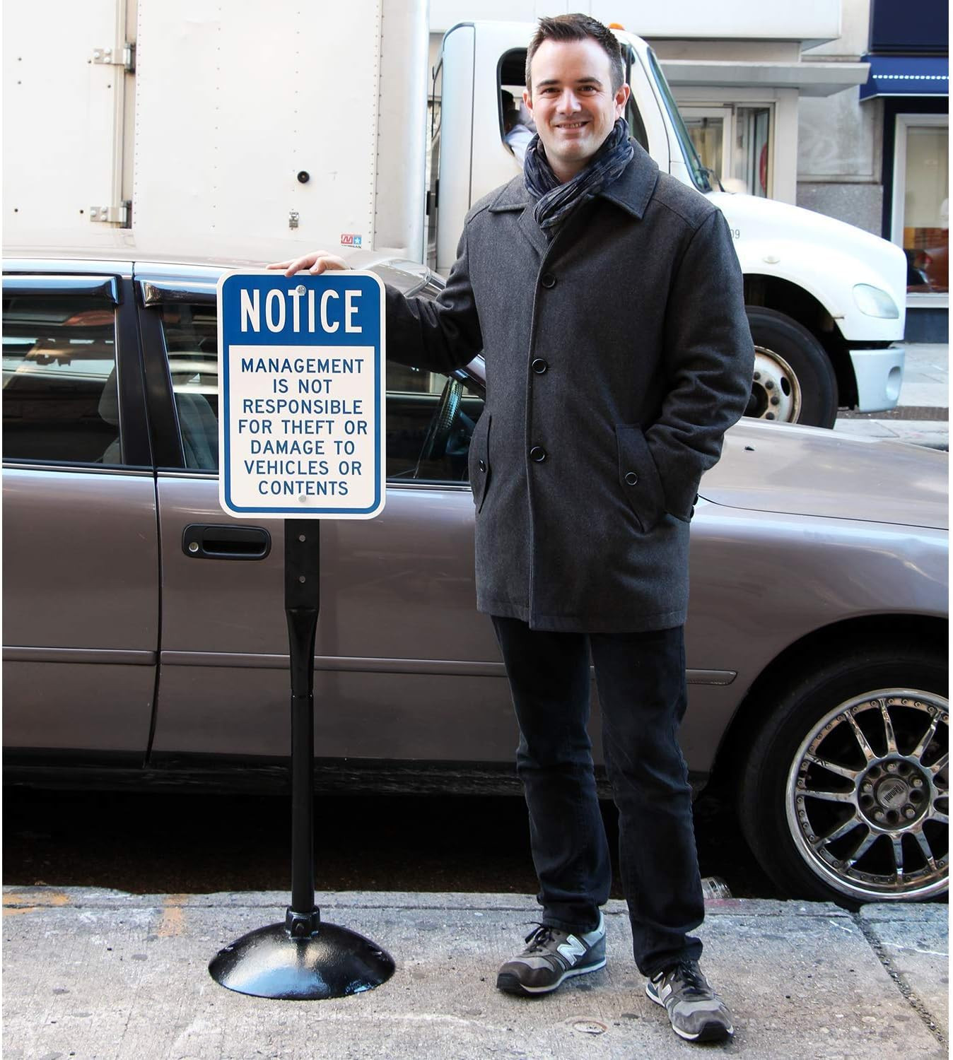 Heavy Duty Cast Iron Sign Post Kit with Base – 4&prime; Portable Sign Holder