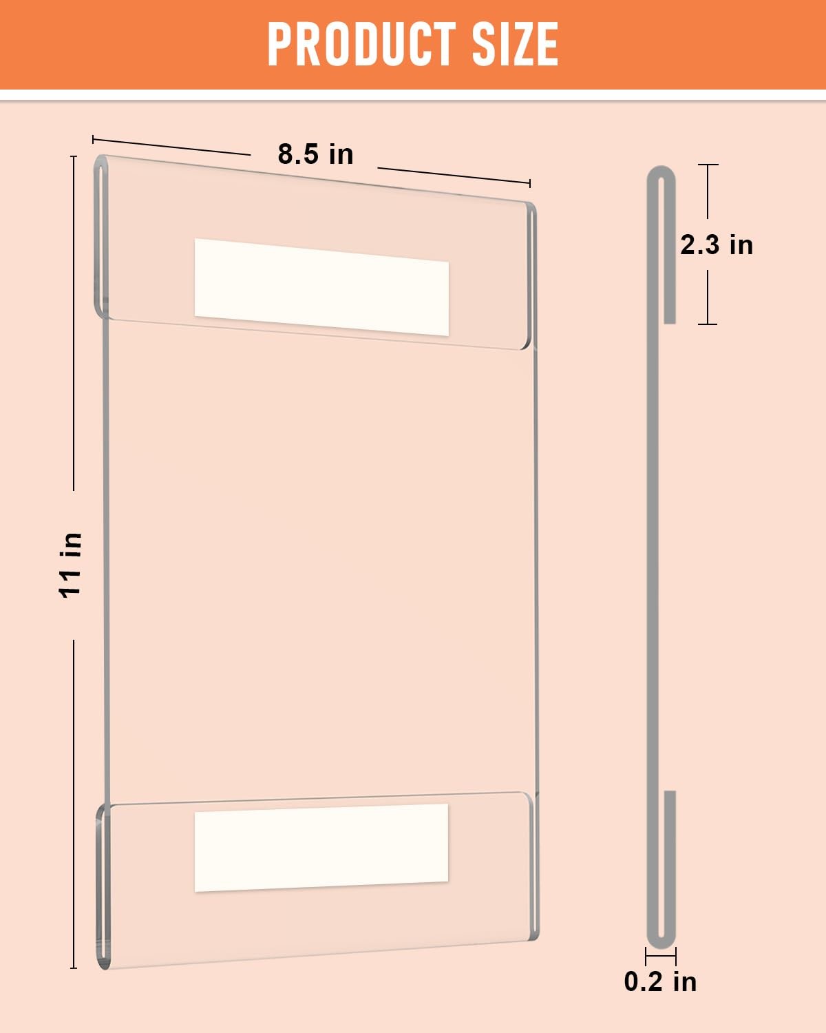 Dynta 12 Pack Acrylic Sign Holder 8.5 x 11 with Double Sided Adhesive Clear