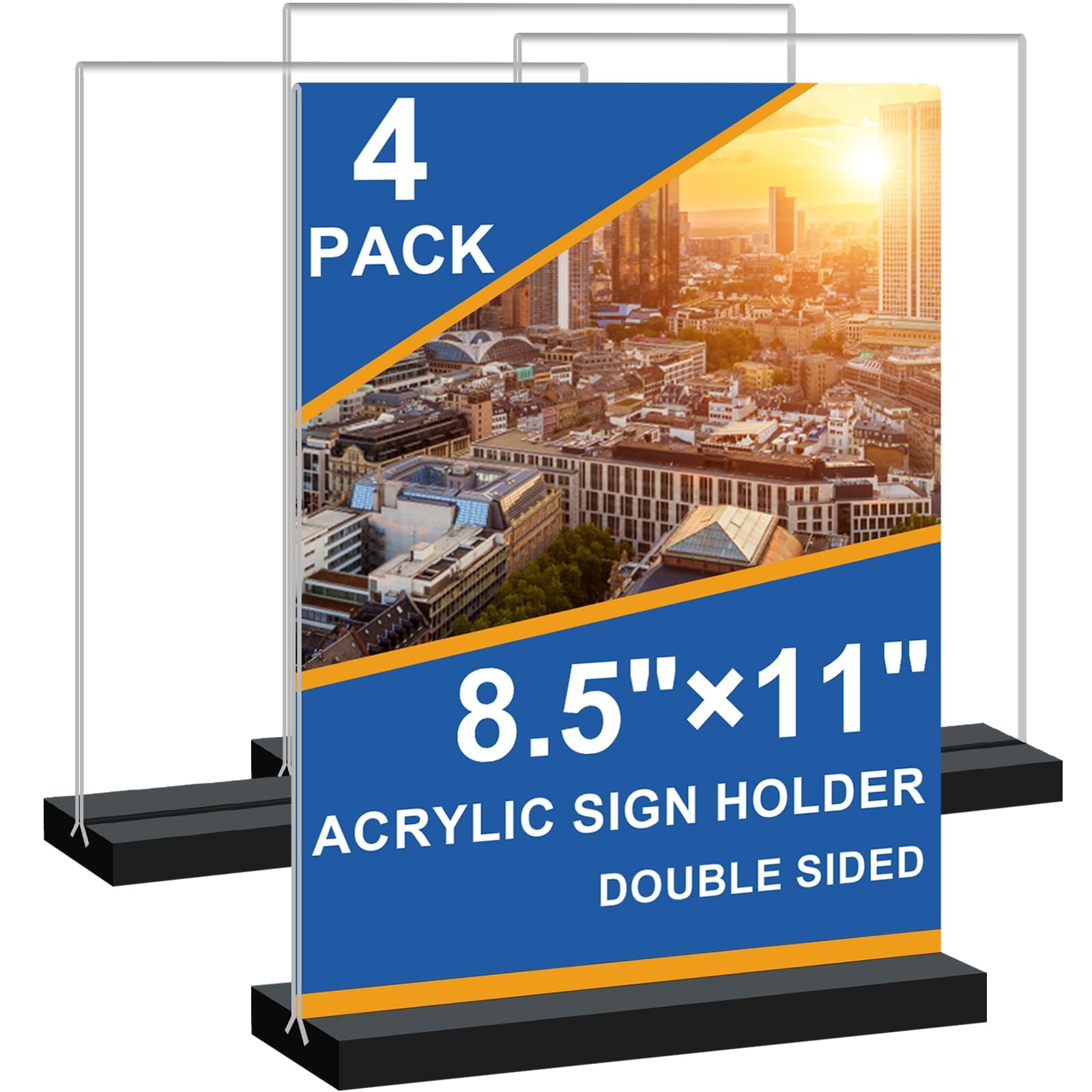 Seencool 8.5×11 Acrylic Sign Holder Vertical Double-sided Tabletop Black