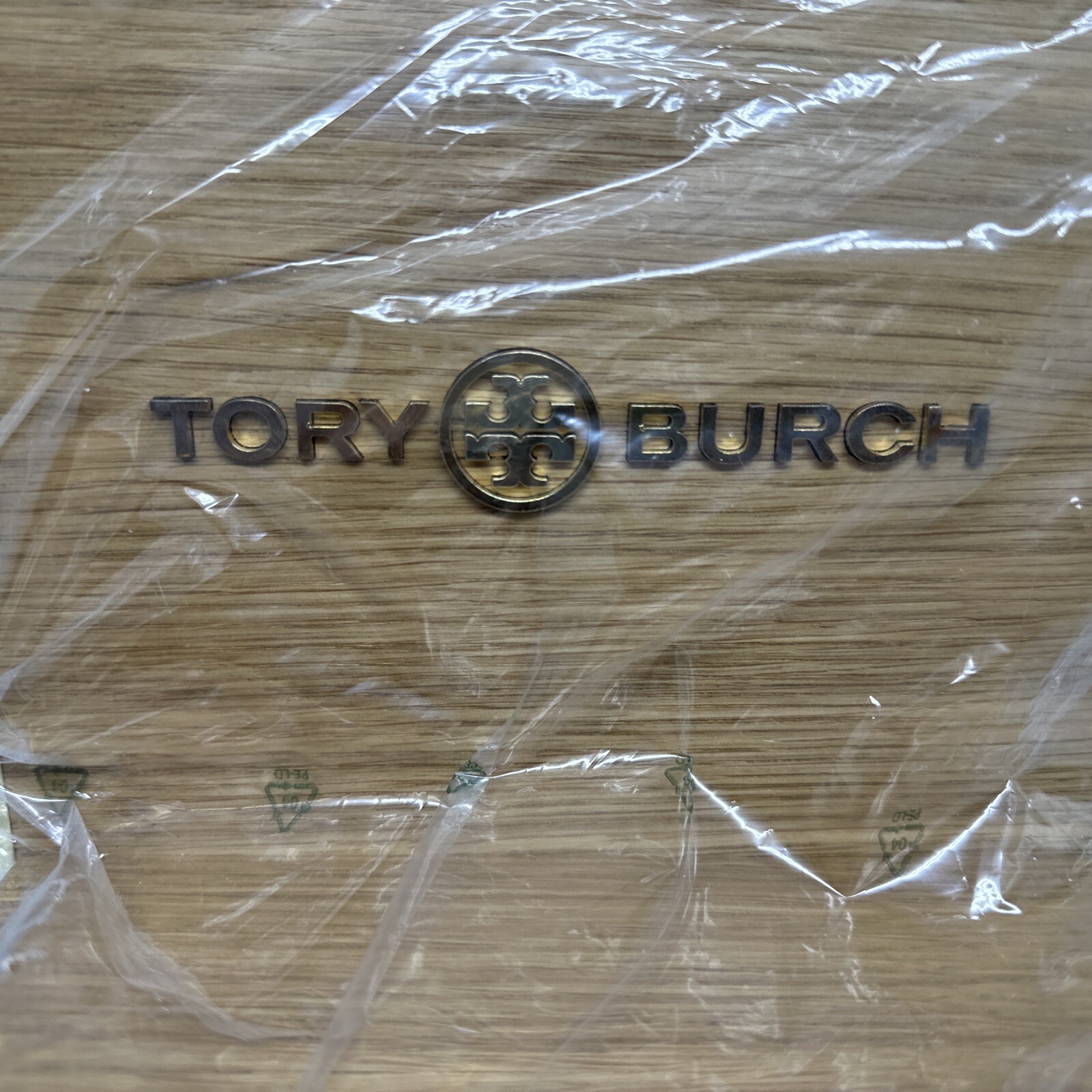 Authentic TORY BURCH Store Display Sign Eyeware stand RARE gold wood made Italy