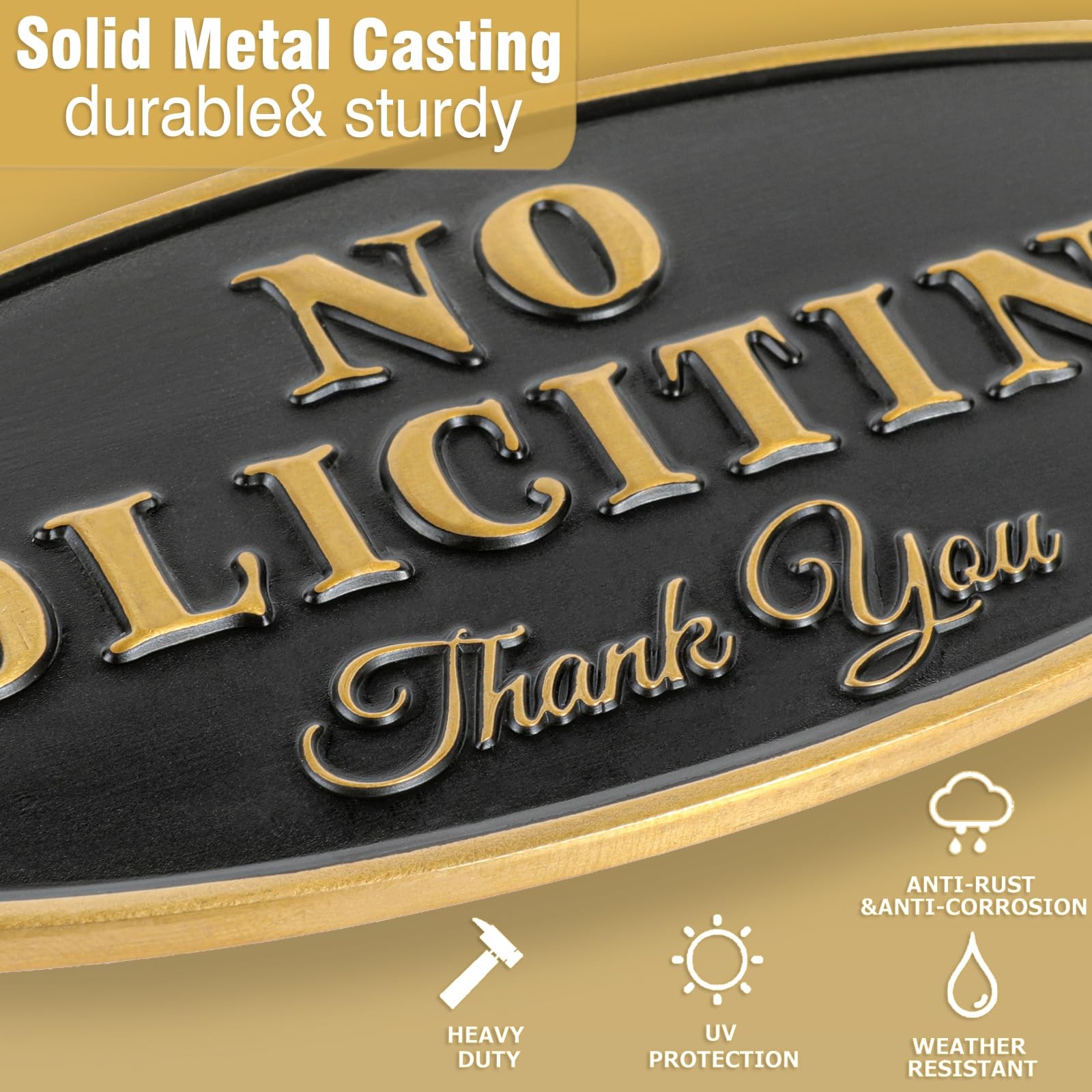 Brass No Soliciting Sign for House Office – No Soliciting Sign for Front Door- M