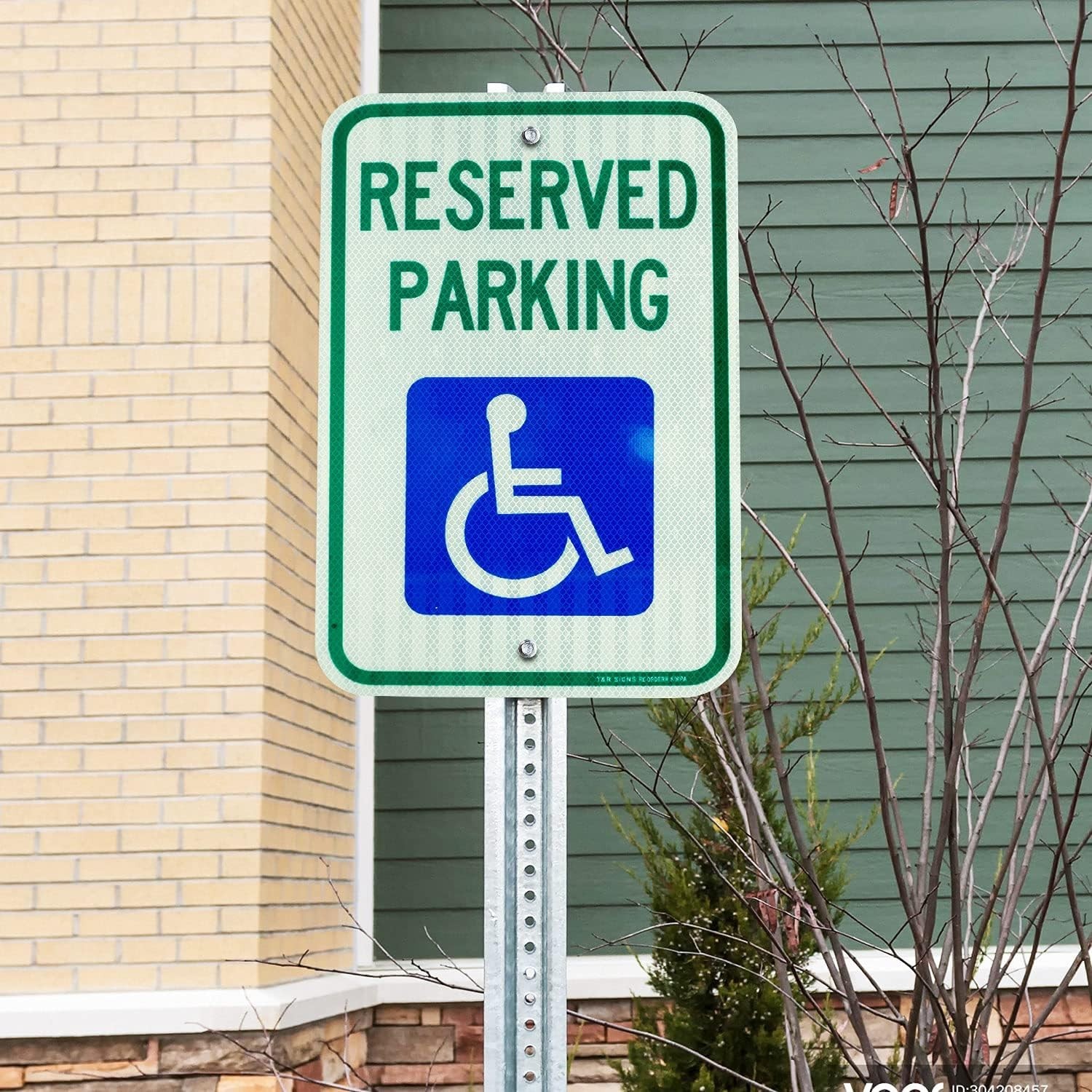 3 Pack Handicap Parking Sign, 18&Prime;x12&Prime; Reflective Aluminum