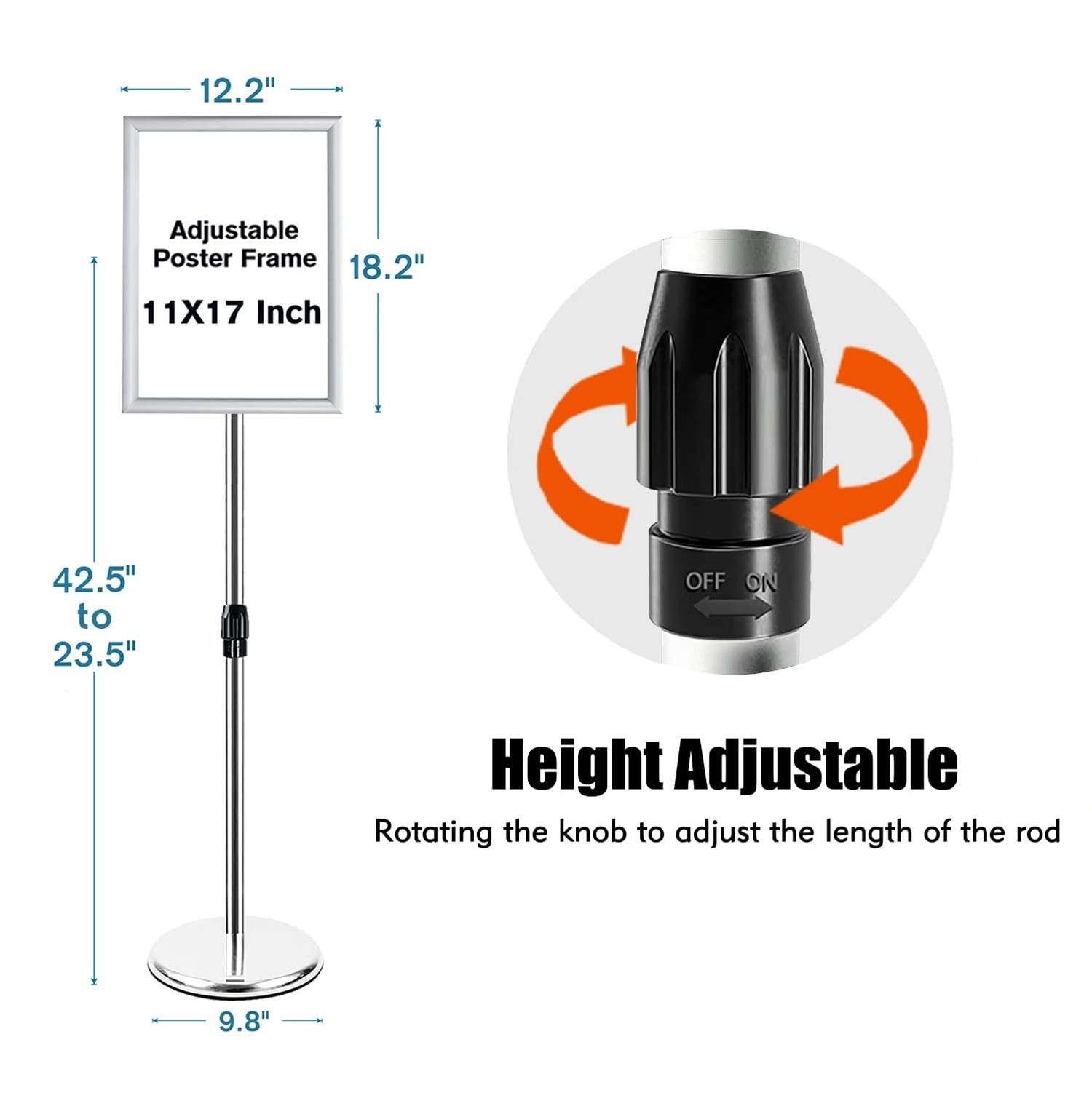 Adjustable Sign Stand for Display, Pedestal Floor Signage Stand Holder with H…
