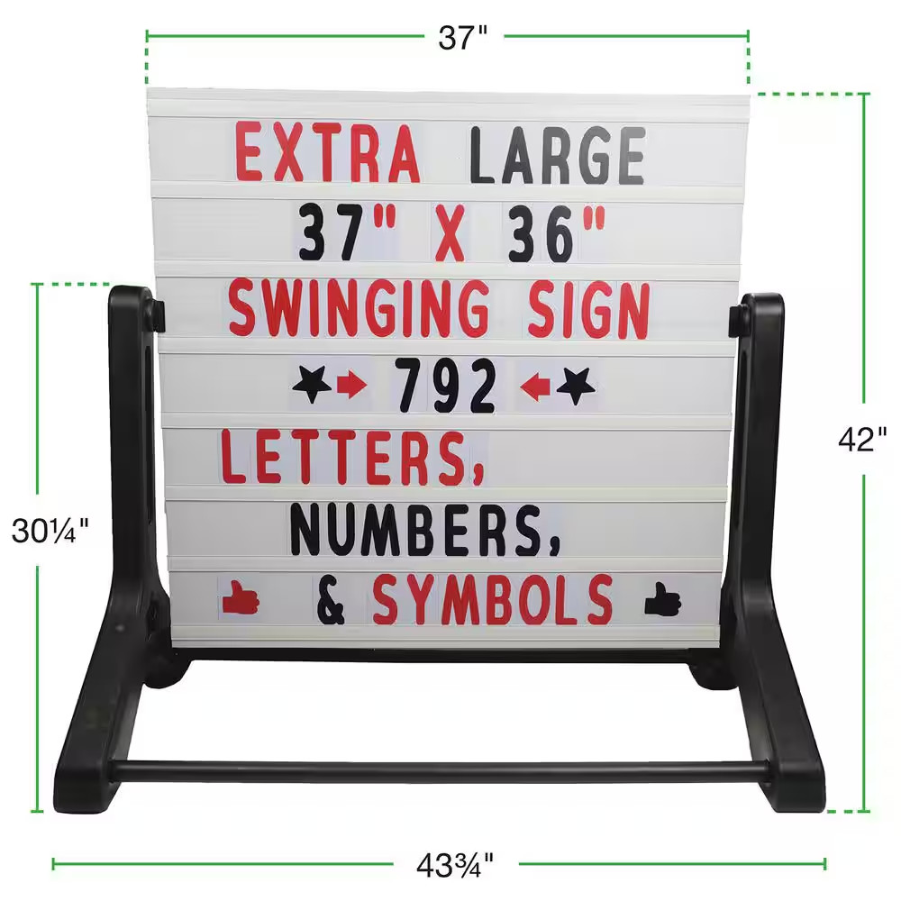 Excello 37 In. X 36 In. Swinging Message Board Sign, Black