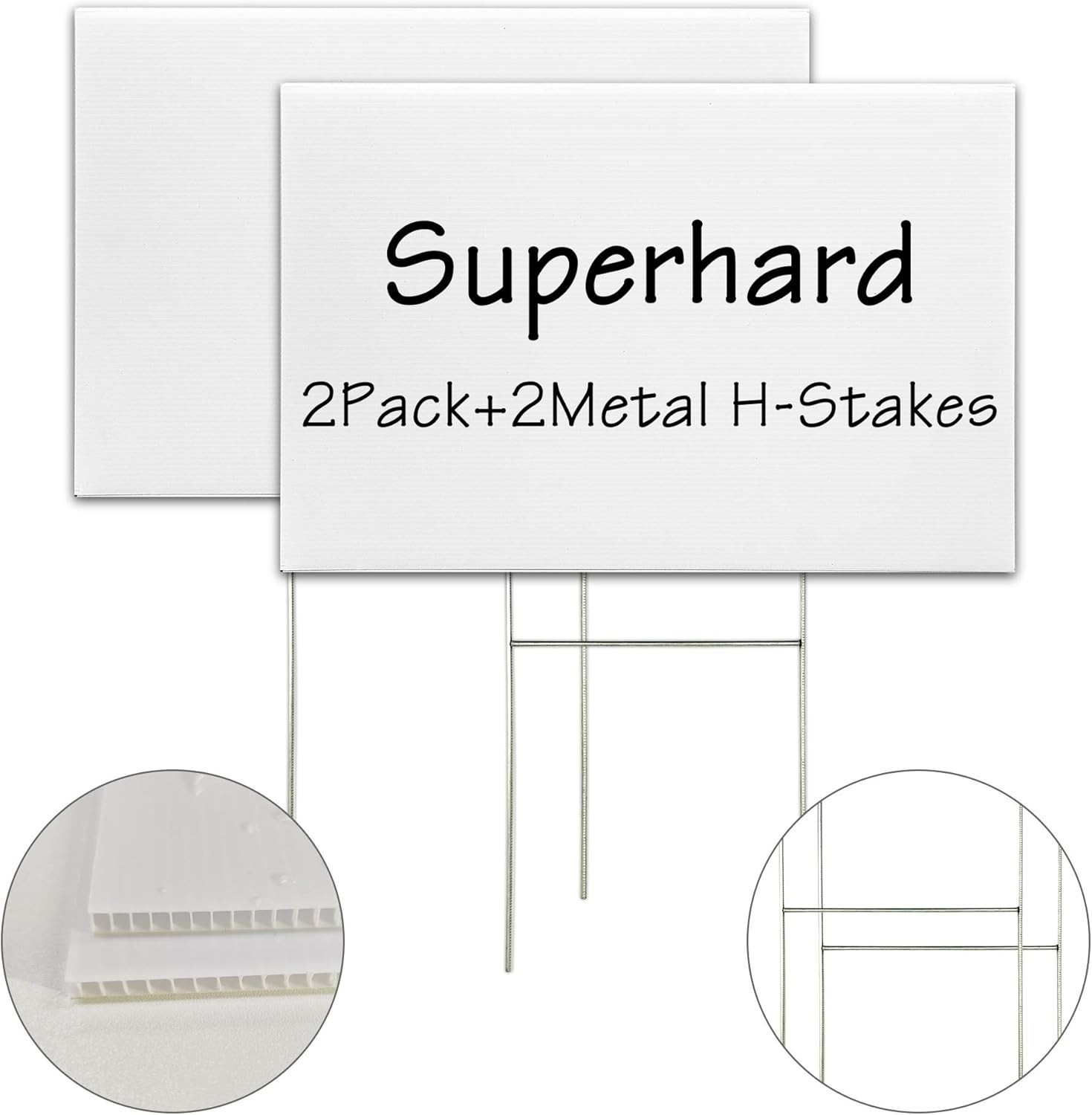 High-Quality 2 Pack Blank Lawn Signs with Stakes, Ideal for Custom Messages