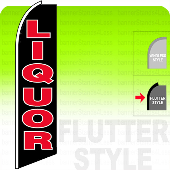 LIQUOR – Swooper Flag Feather Banner Sign 2.5×11.5&prime; Tall FLUTTER Style kb