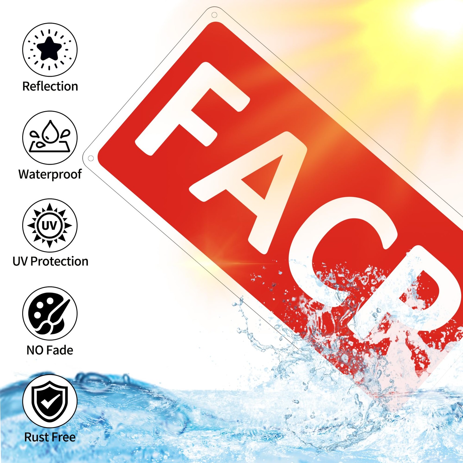 2 Pack FACP Sign Fire Alarm Control Panel 12×6 Inch Aluminum Reflective Red