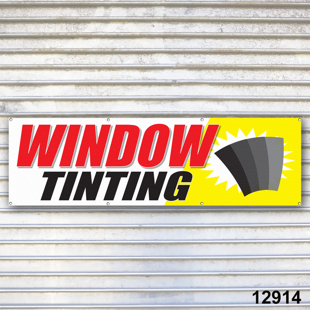 WIndow Tinting Banner Sign Auto Repair Tire Dealer Service Bay Garage