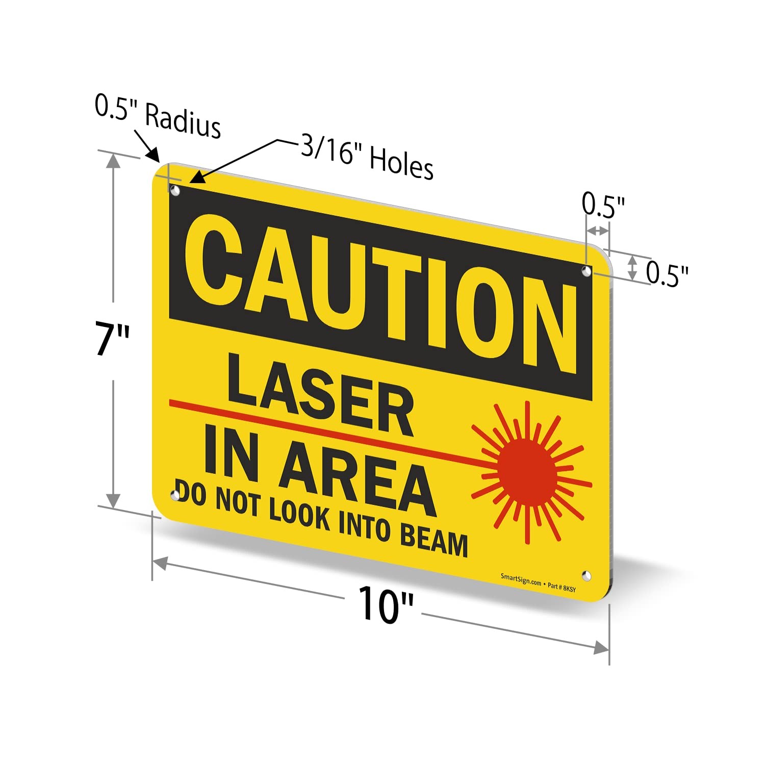 7×10 Inch Aluminum Caution Laser In Area Do Not Look Sign Black Red On Yellow
