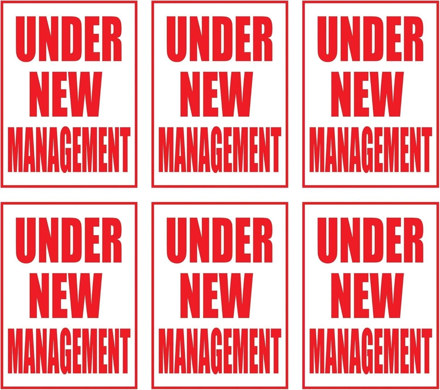 Under New Management Retail Window Display Paper Signs | Pack of 6 | 18&Prime;w x 24&Prime;h