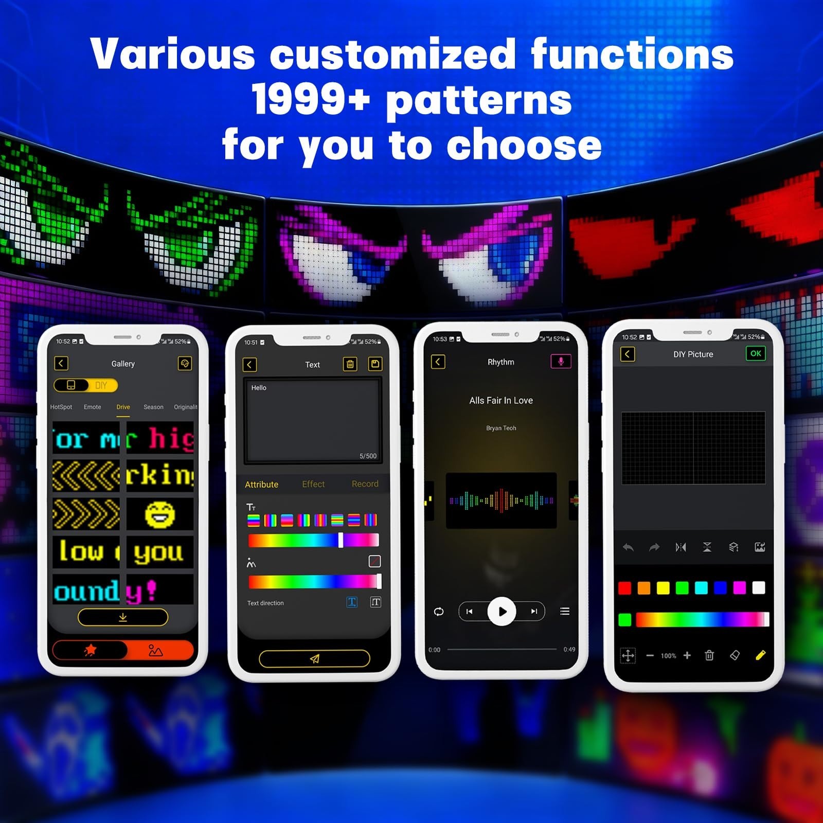 Programmable LED Car Sign 7 »x3 » Bluetooth App Control Scrolling Text Display f