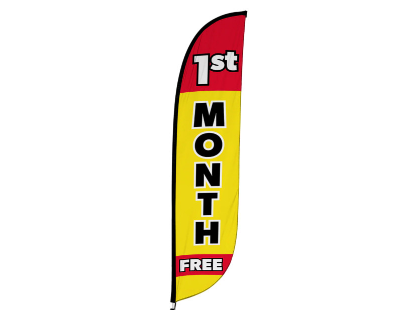 1st Month Free Advertising Flutter Flag 10&prime; x 2.5&prime; Flag ONLY-Free Shipping!