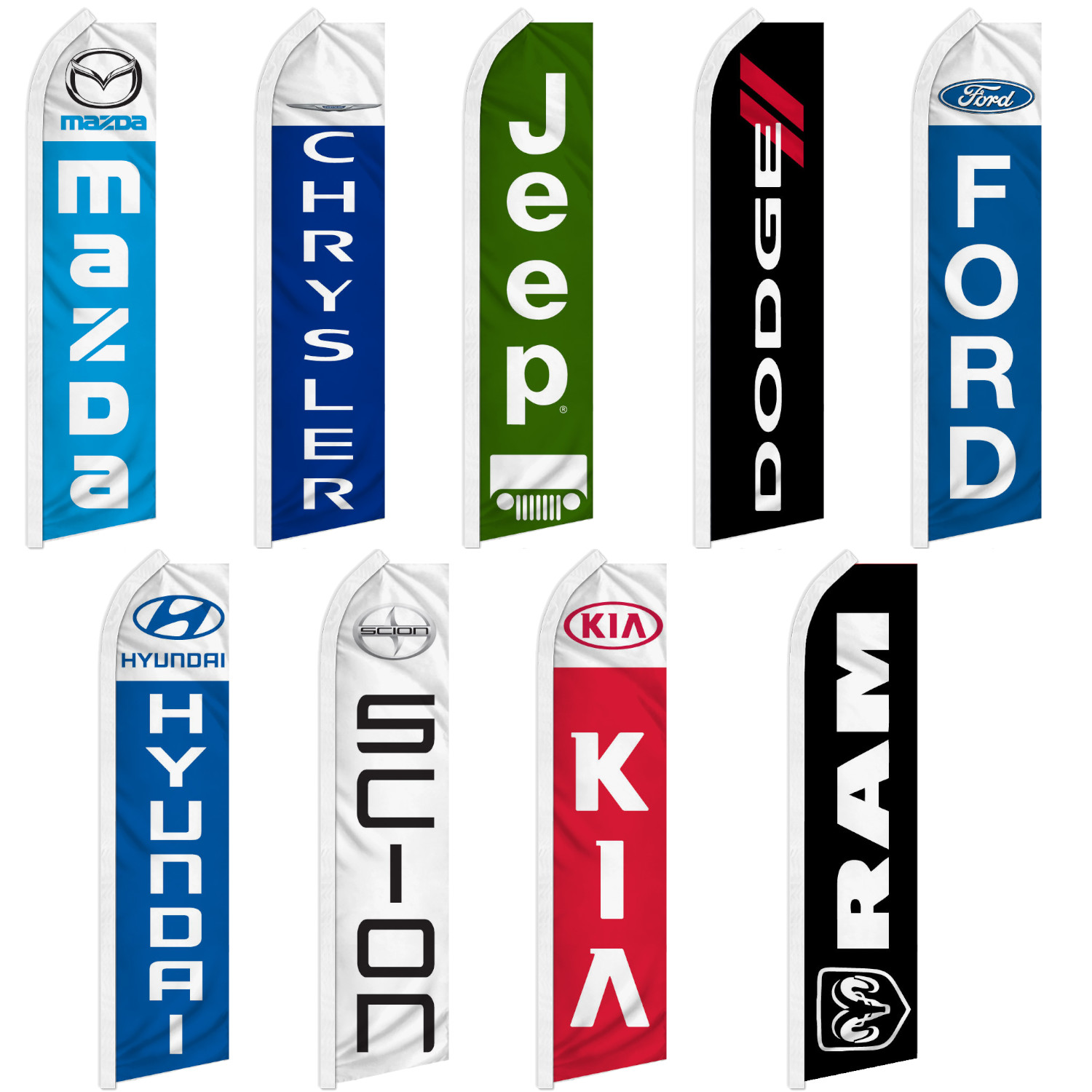 Dealership Advertising Flutter Feather Flag Swooper Sign Ram Ford Kia Jeep
