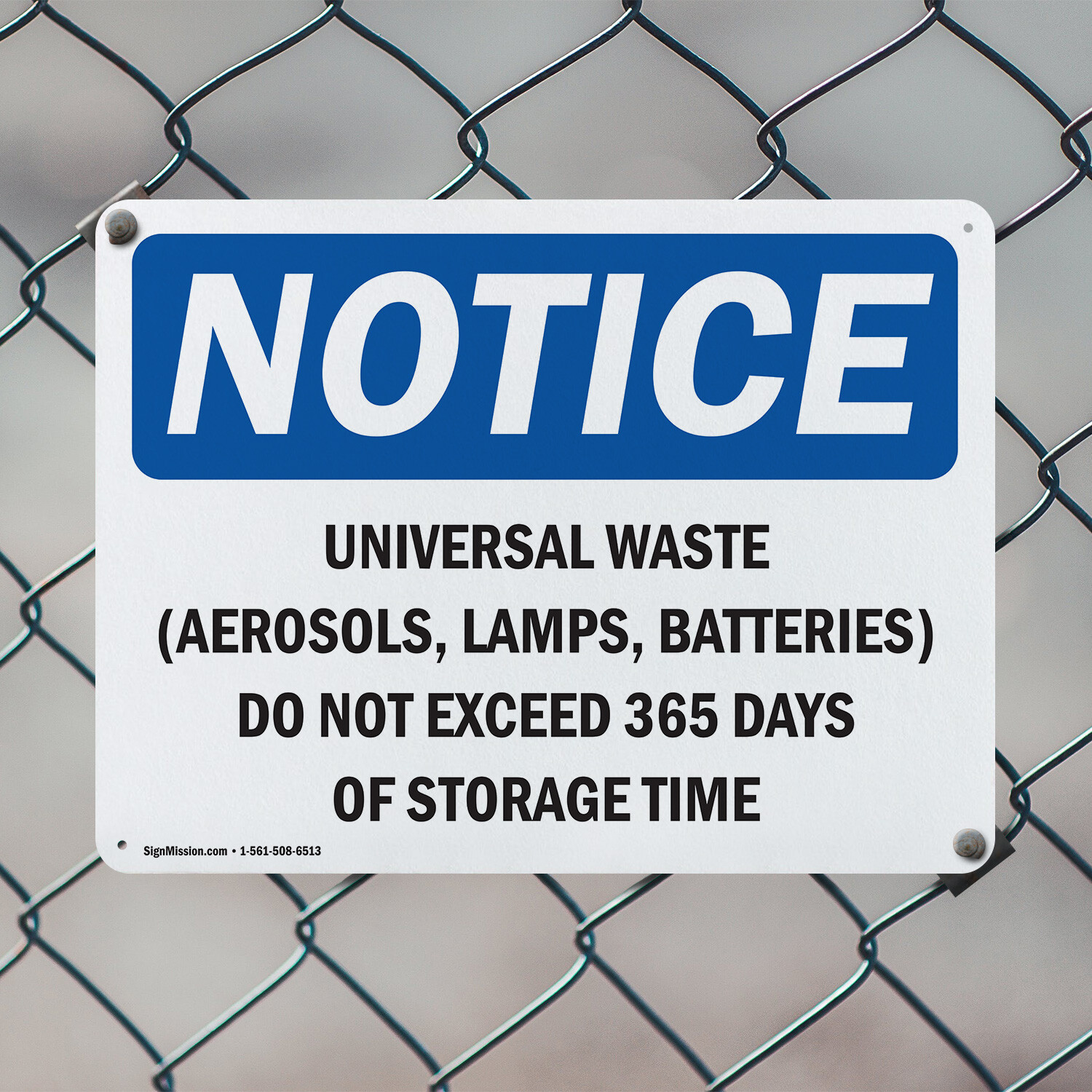 (2 Pack) Universal Waste (Aerosols Lamps Batteries) OSHA Notice Sign Decal Metal