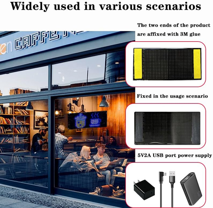 LED Sign for Car Taxi, 7 »X3 » Flexible LED Matrix Panel USB 5V Bluetooth APP Co