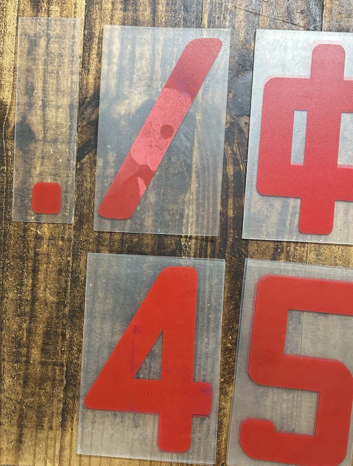 Lot of 25 Vintage Marquee Billboard Sign 9&Prime; Panels w/ 8&Prime; Red Numbers & Symbols