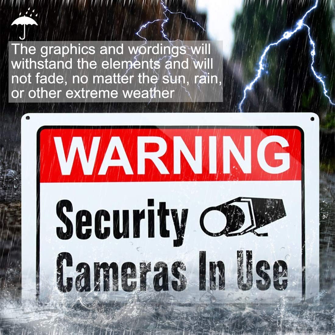 4 Pack Video Surveillance Warning Signs Aluminum Security Camera Signs