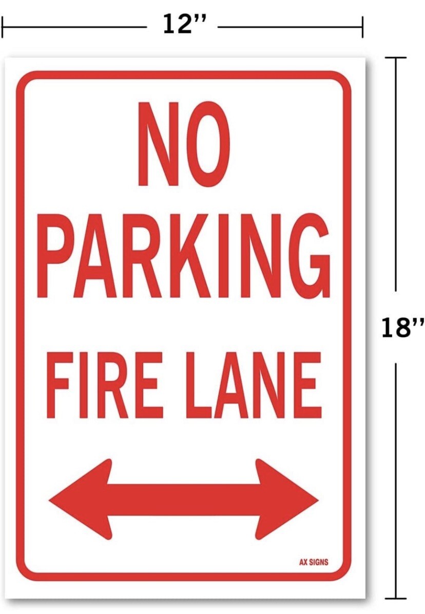No Parking Fire Lane double arrow 1 Sign 12&Prime;x18&Prime; Self Adhesive￼￼￼ Vinyl Sticker