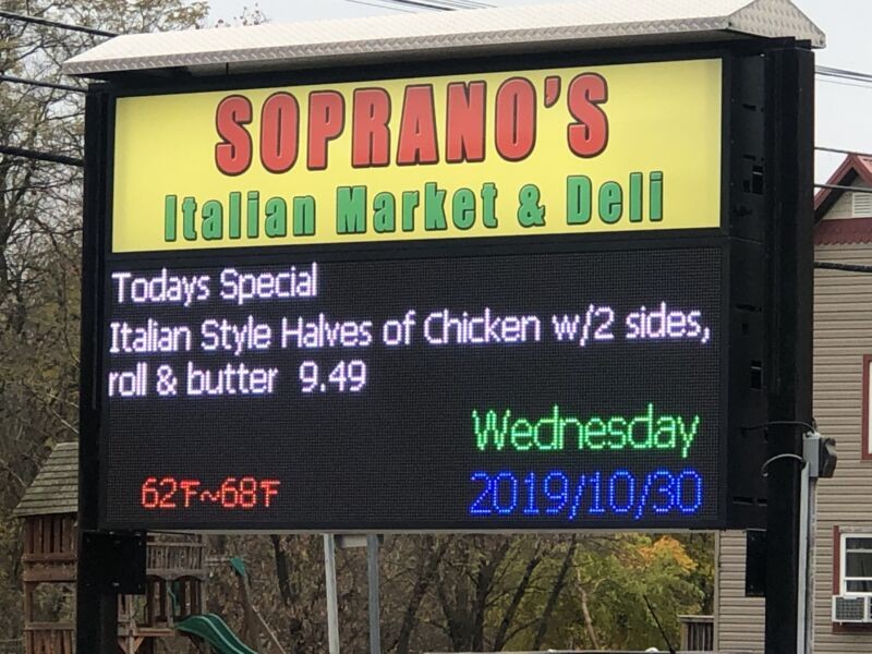 LED Sign Outdoor Full Color & integrated Lighted Cabinet on top 2 Sided Programm