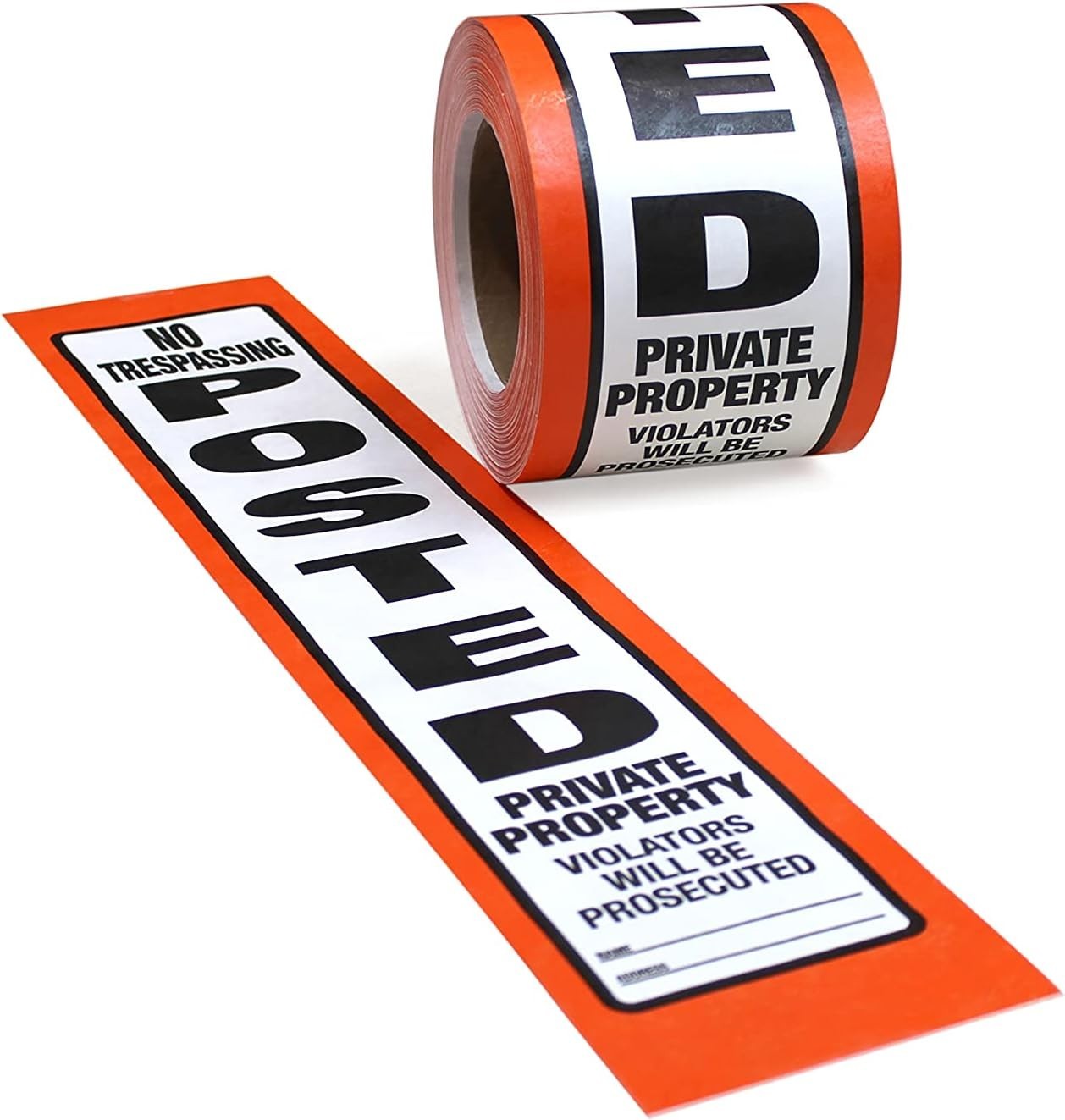 Posted Sign Orange No Trespassing for outdoors – 4&Prime; x 20&Prime; 100 per Roll –