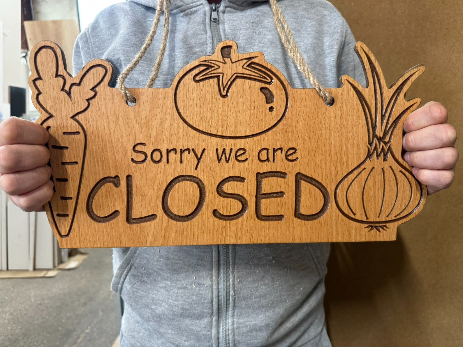 Extra large « Open-Closed » double sided sign for Vegan shops, vegetable shop etc.
