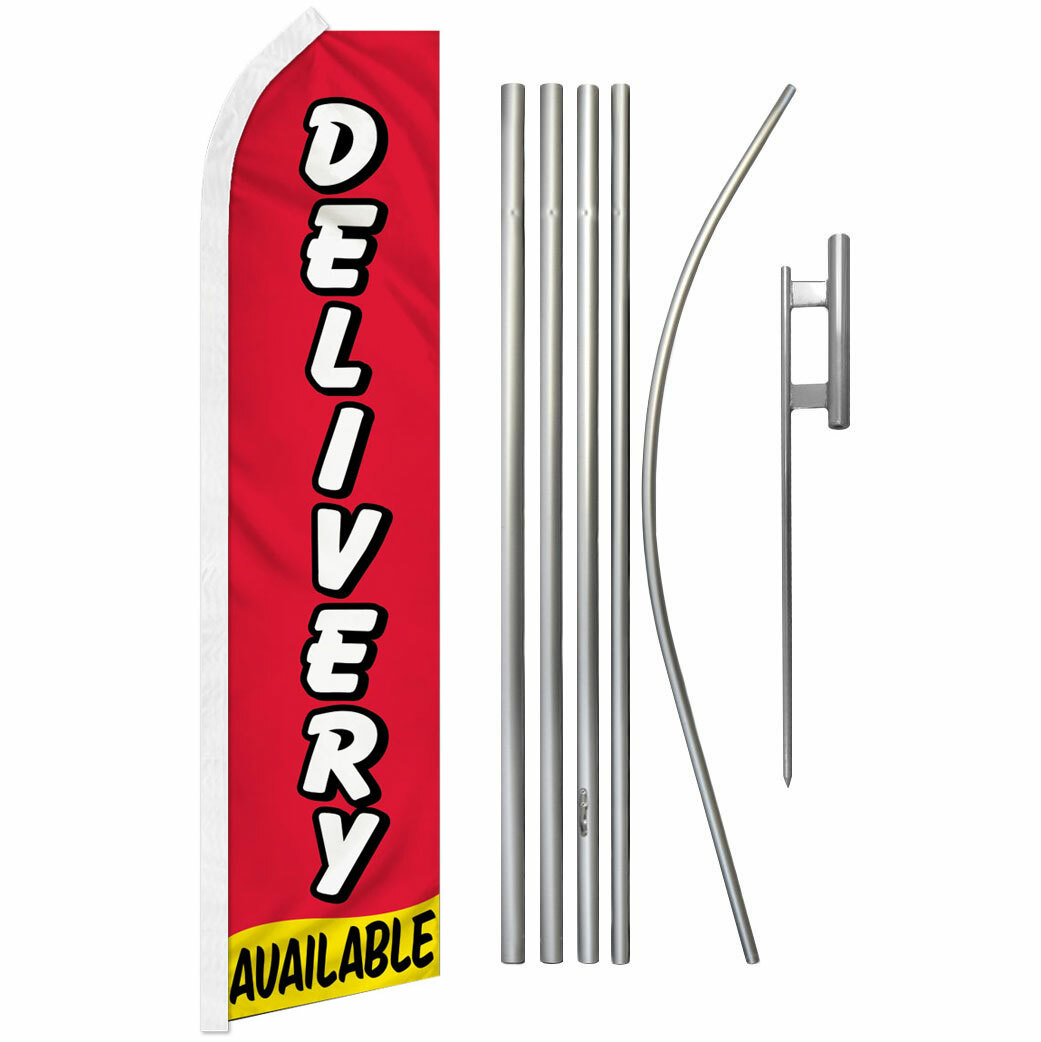 Delivery Available Swooper Flutter Feather Advertising Flag Kit
