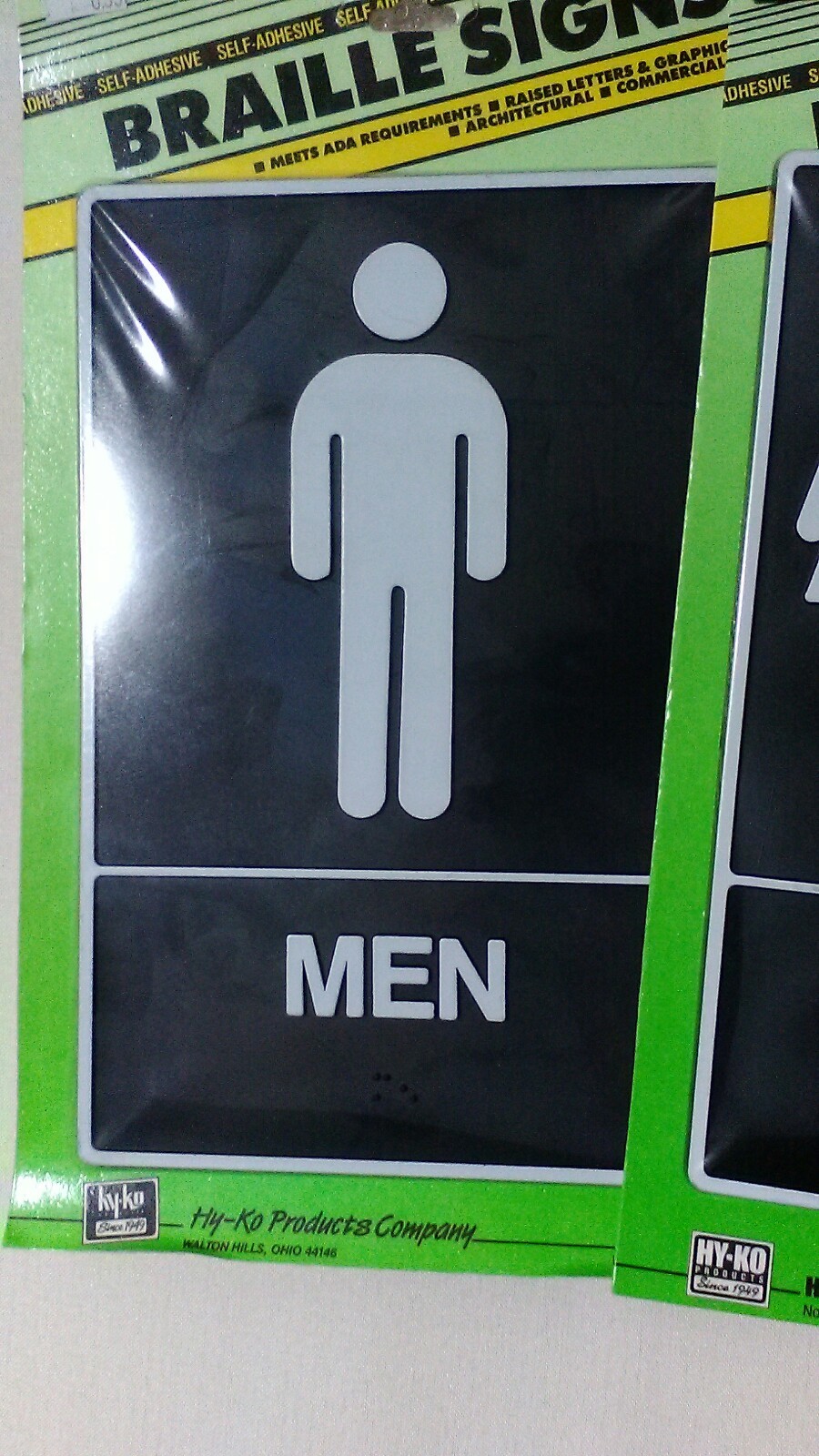Hy-Ko Products Company Braille Restroom Signs w/ Self-Adhesive lot of 4 NWT
