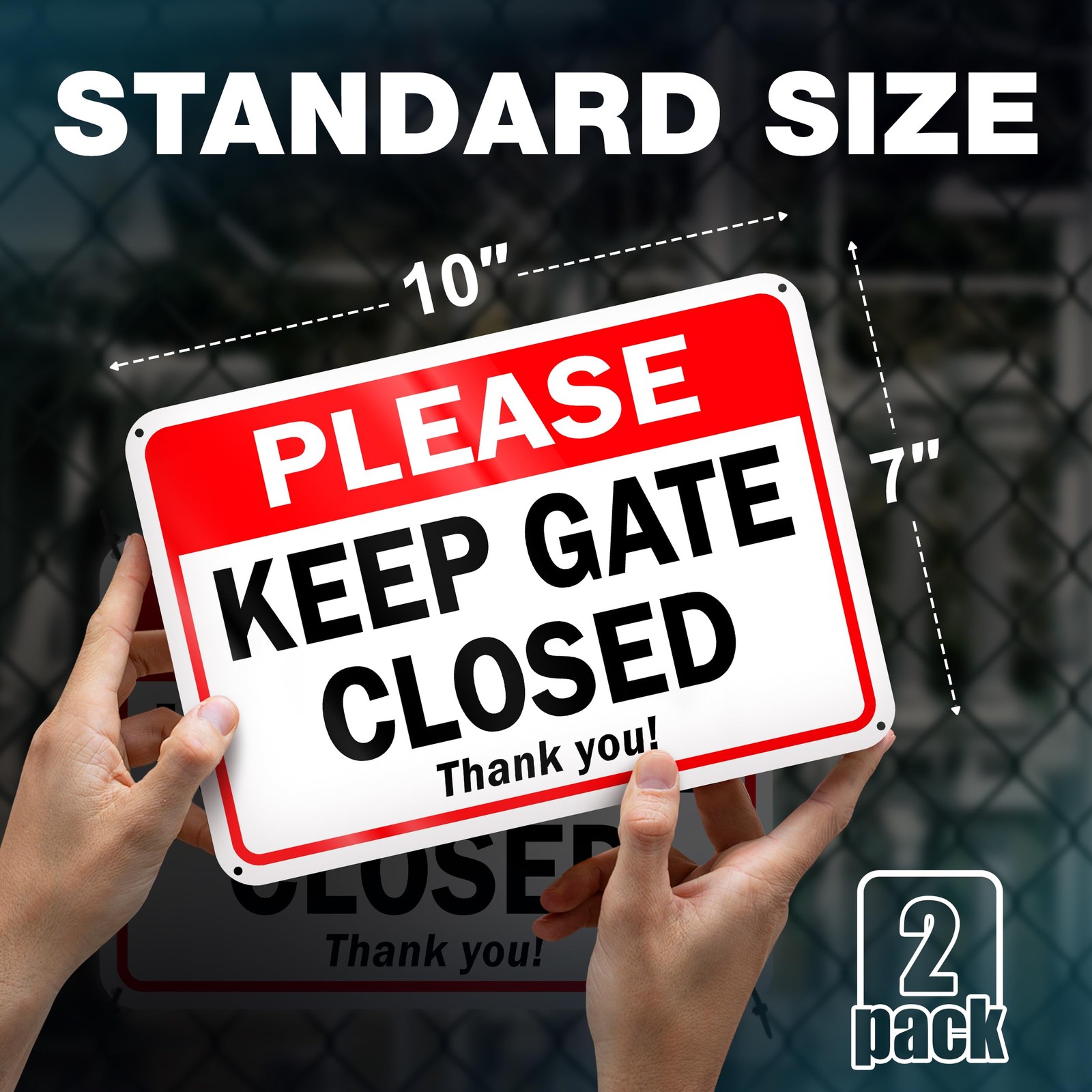 2 PCS 7×10 Inch Please Keep Close Gate Closed Aluminum Sign Metal Board Yard