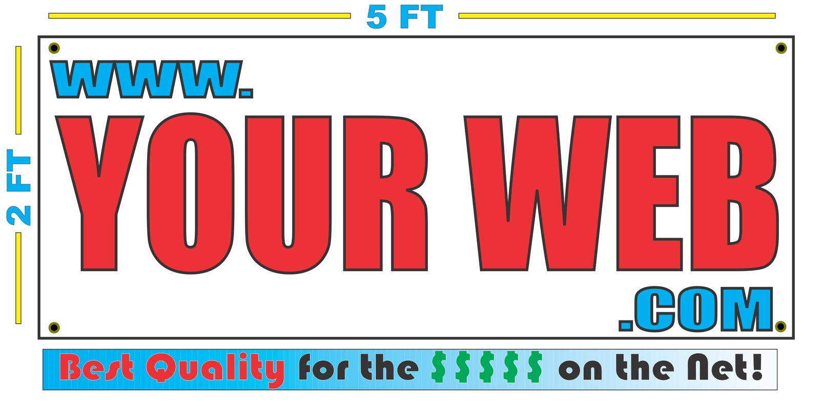 Custom WEB SITE NAME Banner Sign NEW Larger Size Best Quality for the $$$