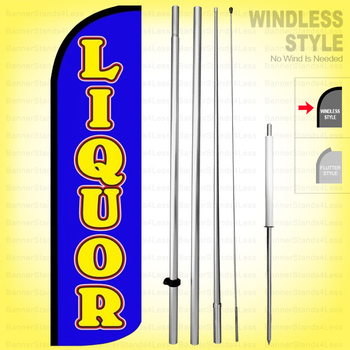 LIQUOR – Windless Swooper Flag Kit 15&prime; Feather Banner Sign bq-h