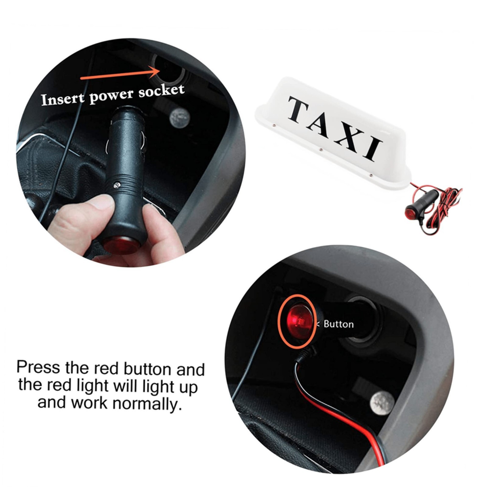12V LED Magnetic Taxi Roof Sign Light – Super Bright, Multiple Colors, 3M Power