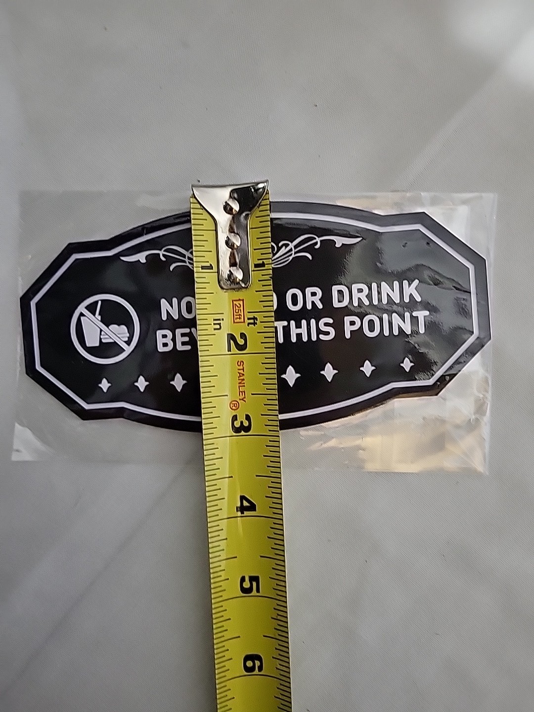 Victorian No Food Or Drink Beyond This Point Sign – Black/White – Small – NEW