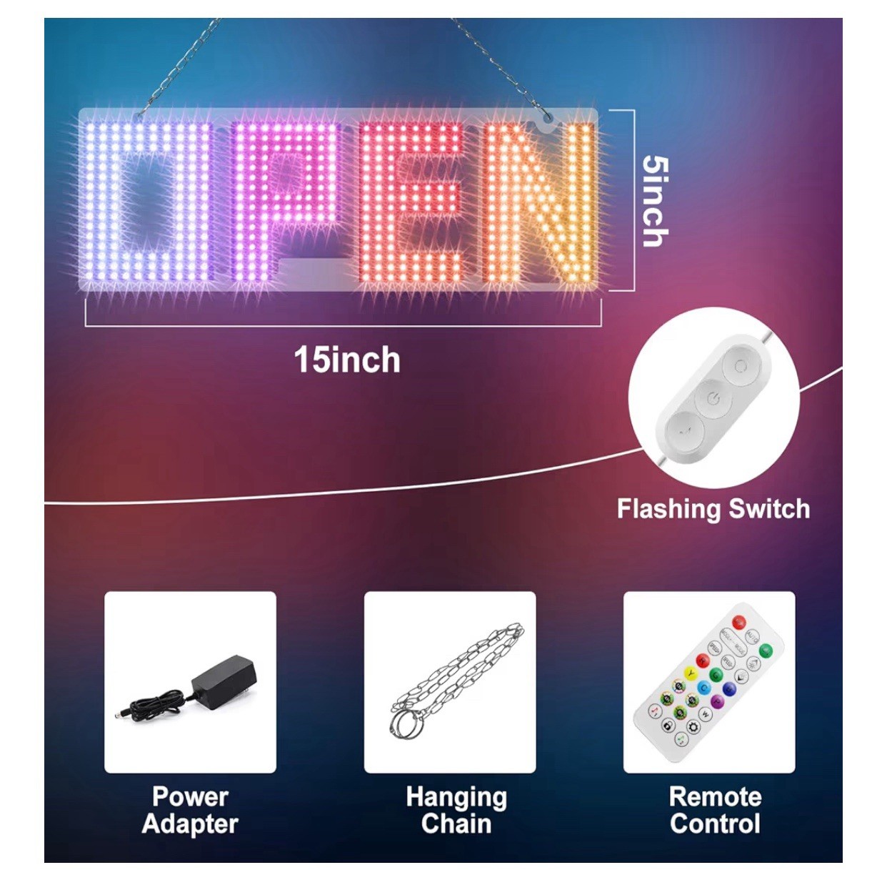 Open Sign for Business 15 X 5 Smart LED Open Signs with APP