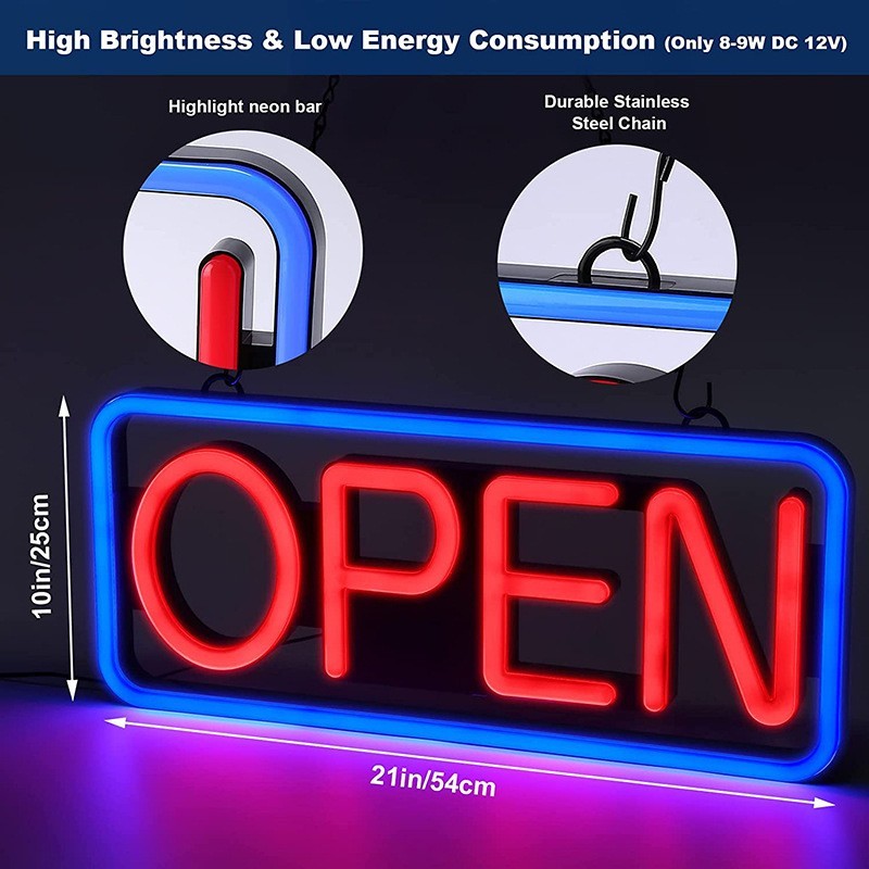 Large LED Open Sign 21&Prime; Neon Light Bright for Restaurant Bar Store Shop Business