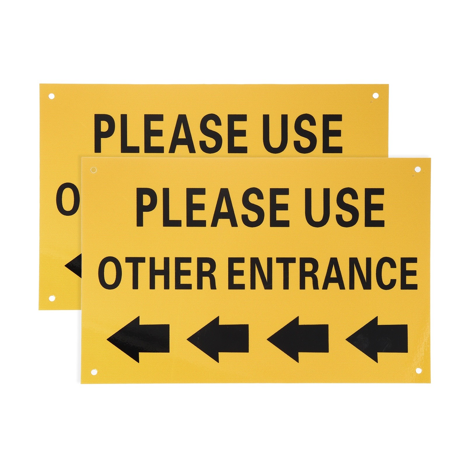 2 Pcs Please Use Other Entrance Sign, Left Arrow, Bright Yellow on Black