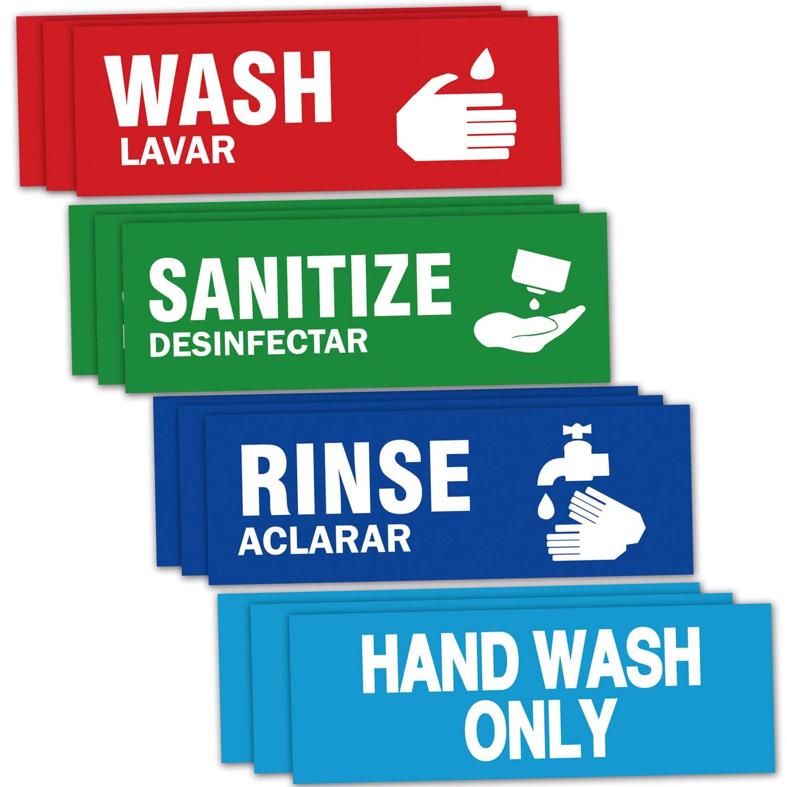 12 Pack Wash Rinse Sanitize Sink Labels Waterproof Stickers