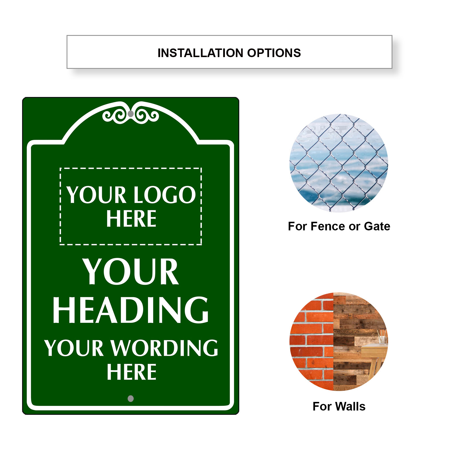 Custom Sign Your Logo Your Heading Your Wording Sign Notice Aluminum Metal Sign