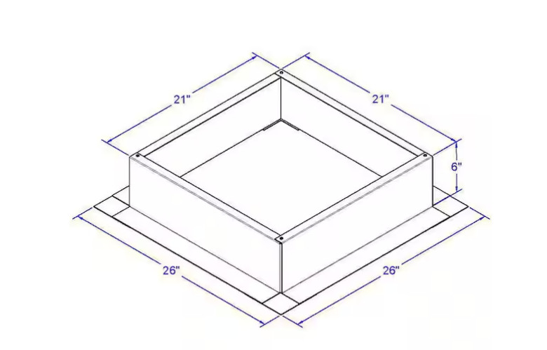 Box Is 21 In. Wide X 21 In. Long X 6 In. High Aluminum Roof Curb