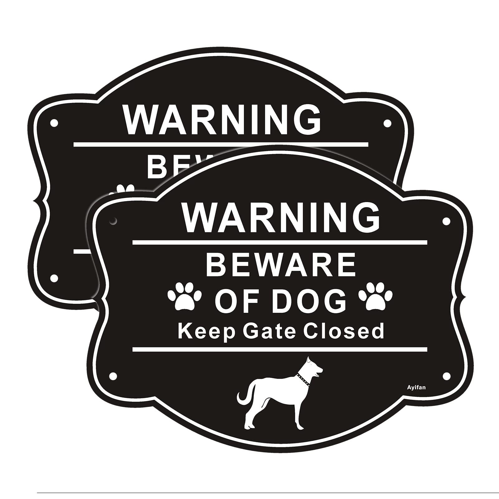 2 Pack Beware of Dog Signs for Fence,10 x 8 Inch Rust Free Aluminum Metal Yard S