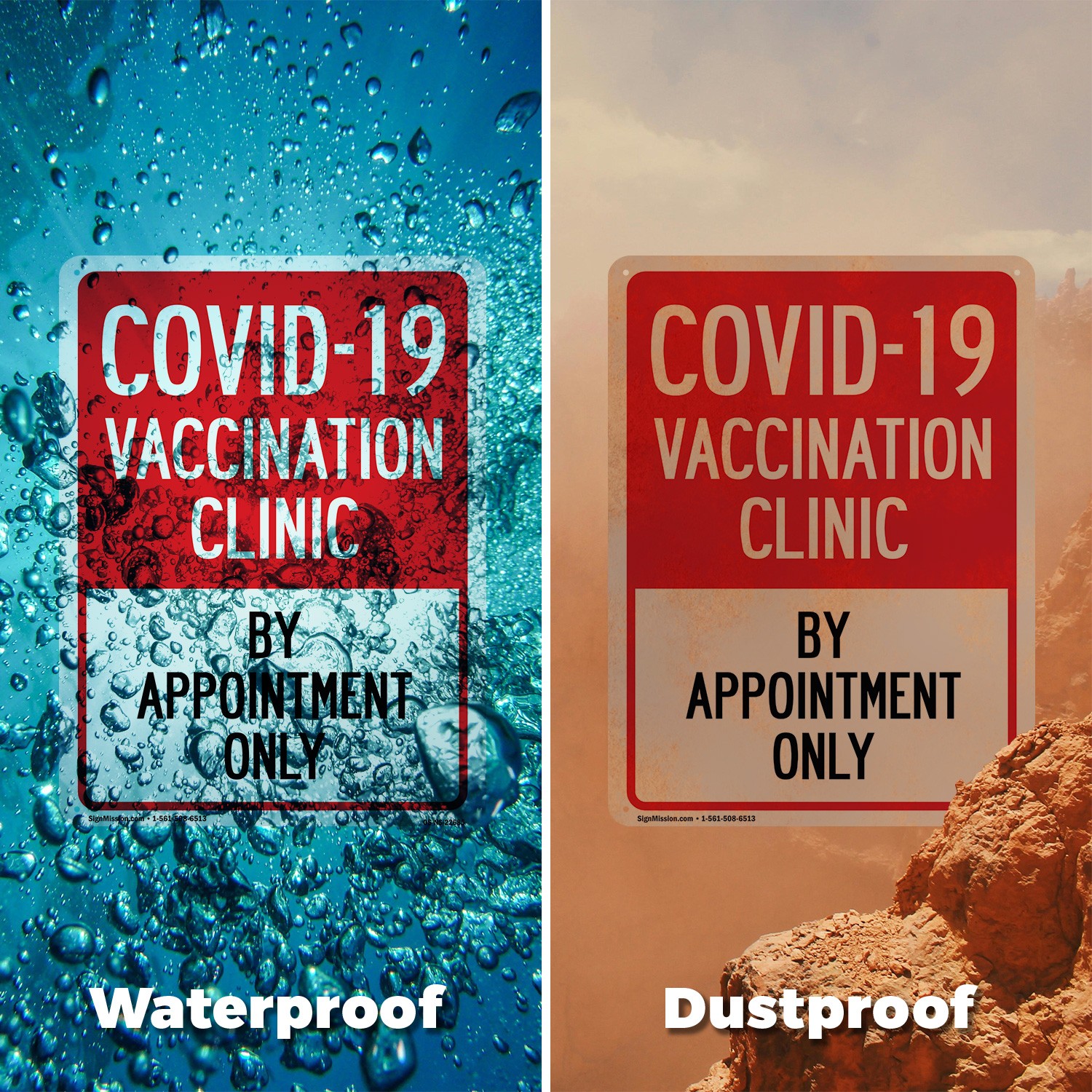 Covid-19 Vaccination Clinic by Appointment Only Public Safety Sign 5/10 Pack