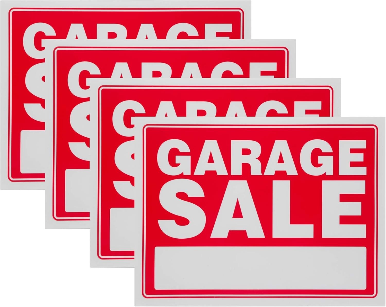 GARAGE SALE Sign Red Yard Sales Street Signs by Ram-Pro – 9 x 12 inch (4 Pack)