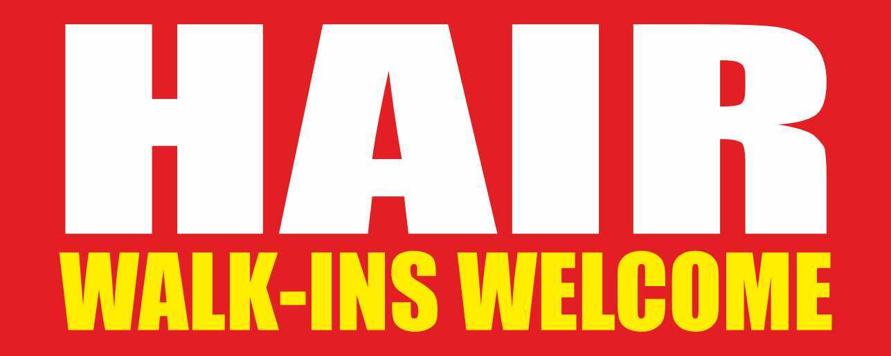 HAIR WALK-INS WELCOME Advertising Banner Vinyl Mesh Sign beauty spa barber shop