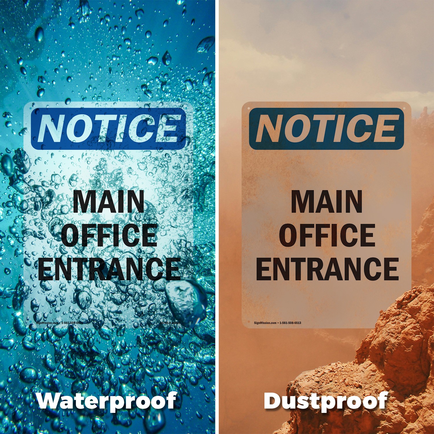 Main Office Entrance OSHA Notice Sign Metal, Plastic, Or Decal – 5 or 10 Pack