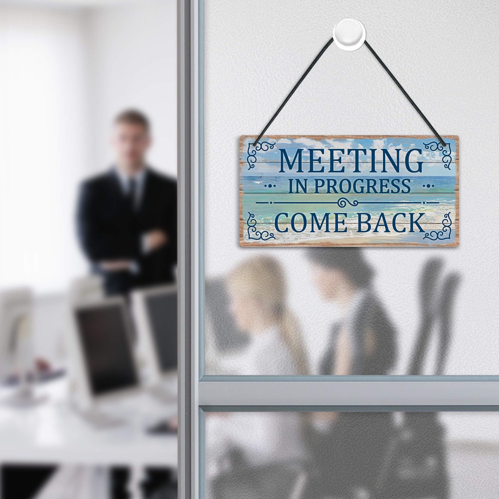 Meeting in Progress Door Sign – Welcome Come in Office Sign for Meeting Room,