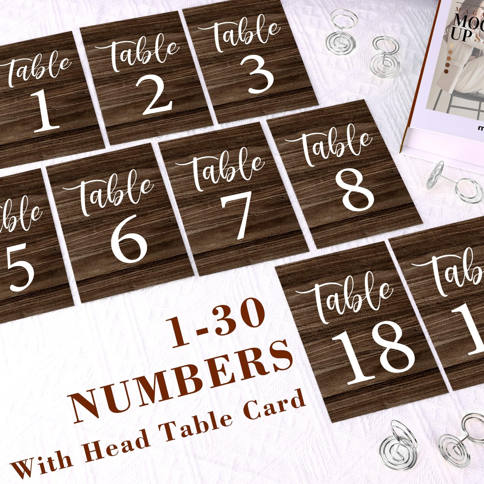 Rustic Wedding Table Numbers 130 Cards Holders Signs Reception 4×6 Inch