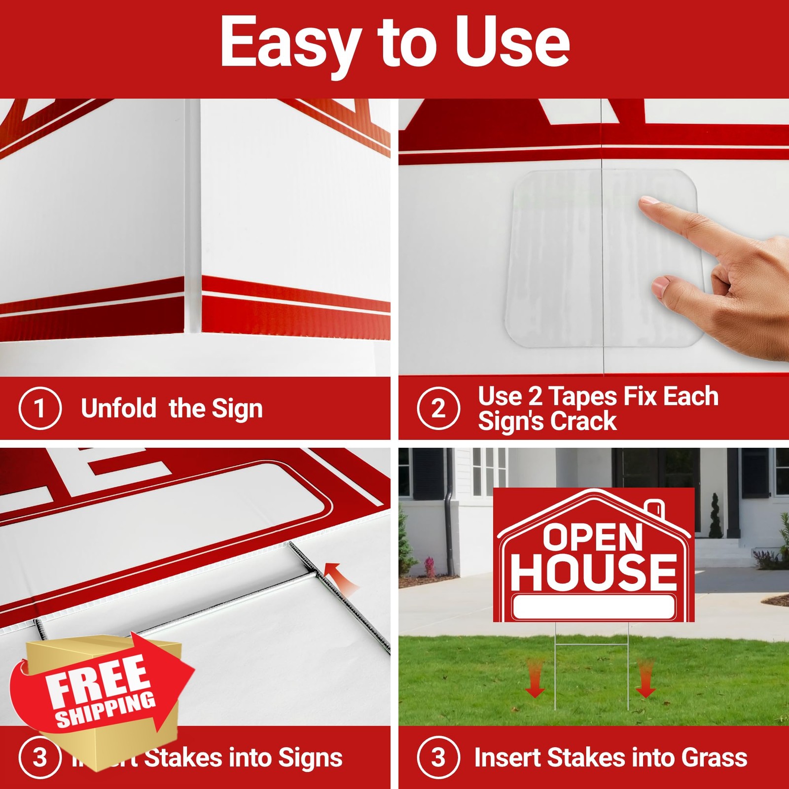 ComboJoy Open House Signs 6x 24&Prime; Foldable Metal Stakes